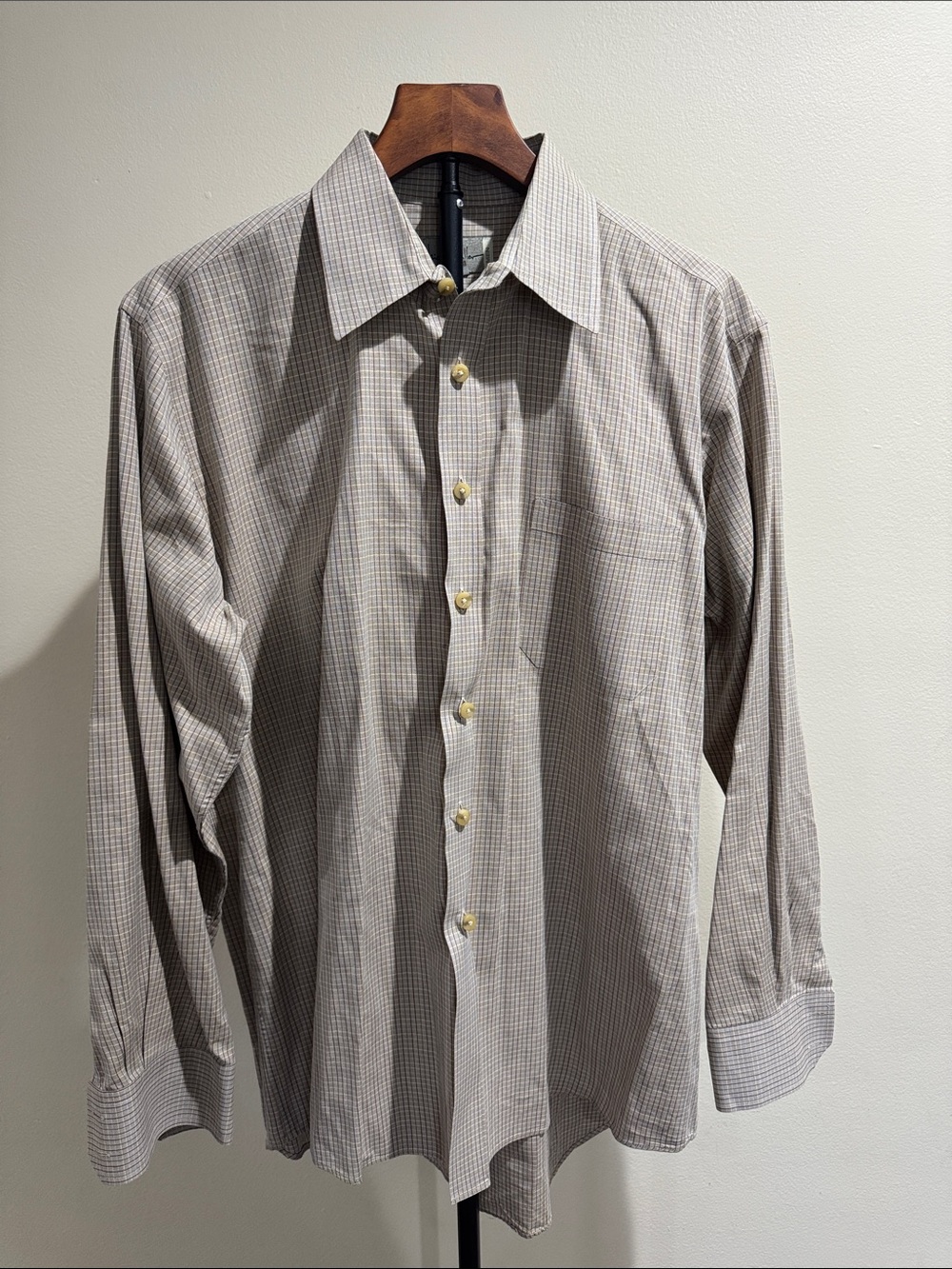 Nicole Miller New York Men's Plaid Button Down Dress Shirt (Size L)